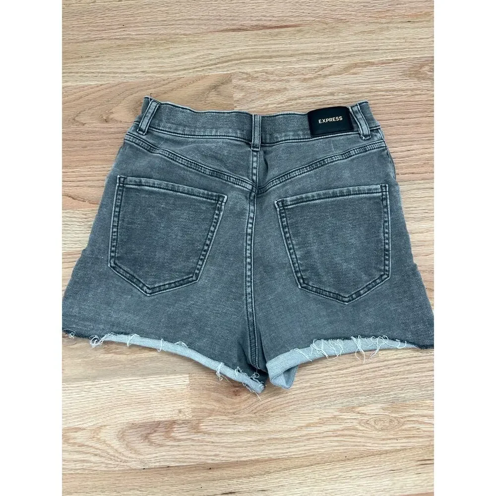 Express Black High Rise Cut Off Mom Shorts - Size 2